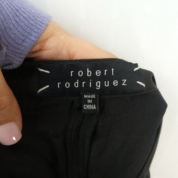 Robert Rodriguez Silk Exposed Zip Mini Skirt Sz 6 Black Tiered Chiffon - Picture 2 of 12